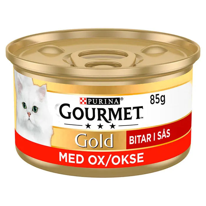 Adult, dåse okse i sovs 85 g