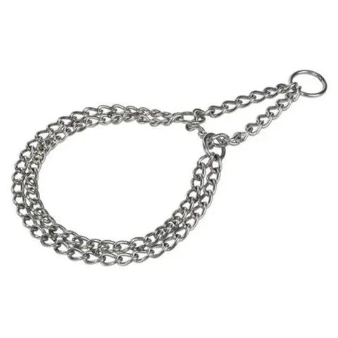 Dobbelt rustfri stål halsbånd L, 55 cm <44 kg