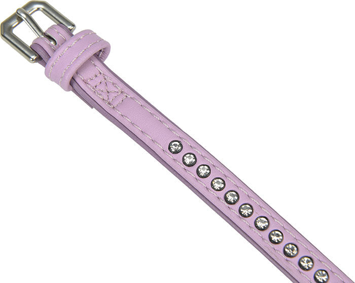 Kunstlæderhalsbånd Deluxe Rhinestones XS rosa