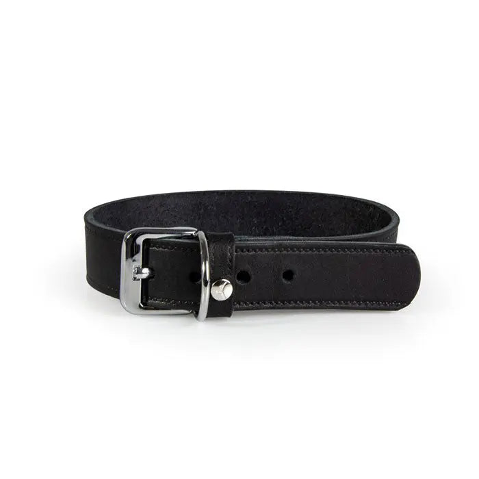 Læder halsbånd Weinheim 47-53 cm sort bred